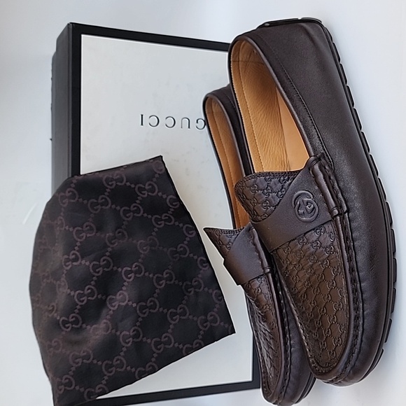 Men’s Brown Micro Guccissima Loafers with box and dust bag Size 11 - Picture 1 of 12